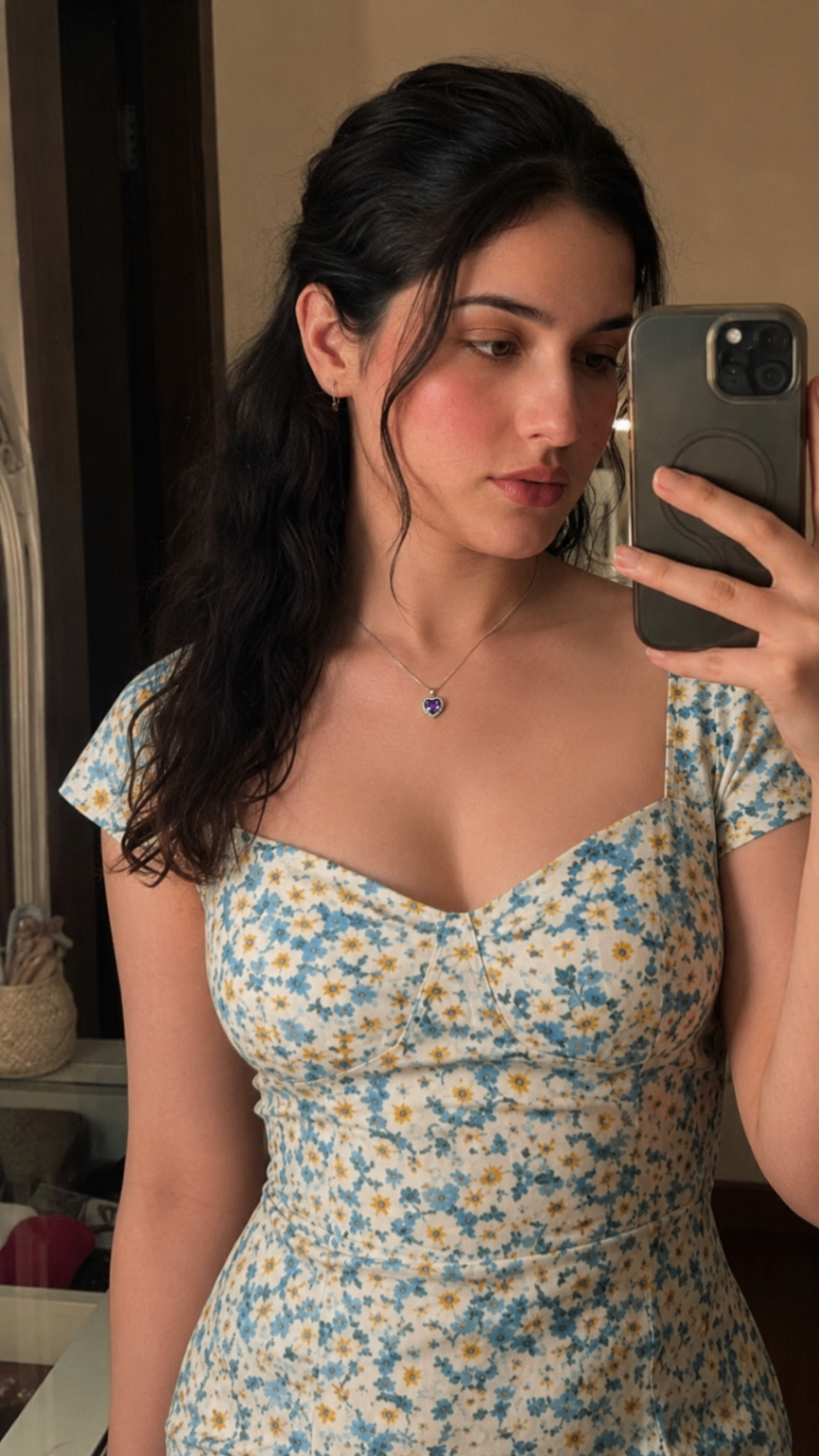 Aanya wearing a personalized necklace